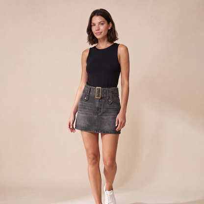 Sunoire sienna black denim skirt colorway gray front hero 01