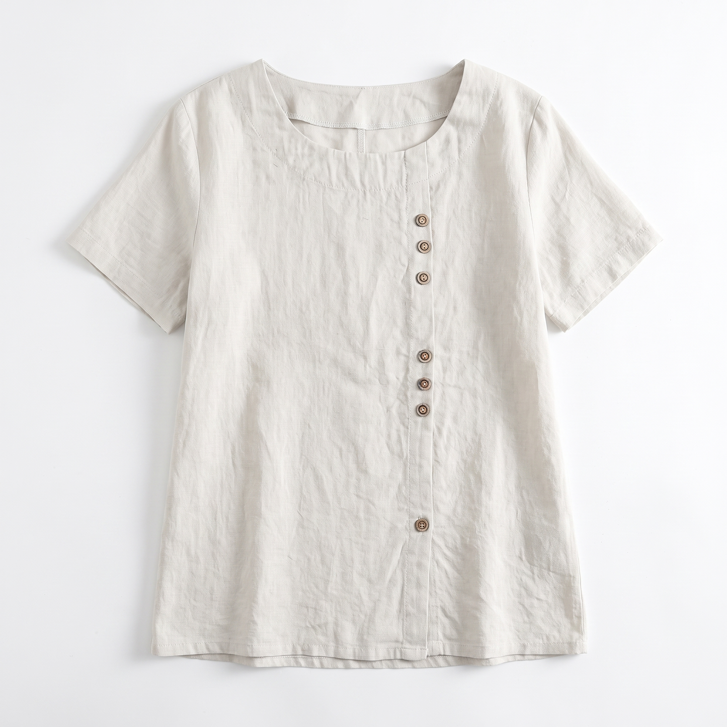 Sunoire sienna womens casual button front tunic top garment flatlay 01