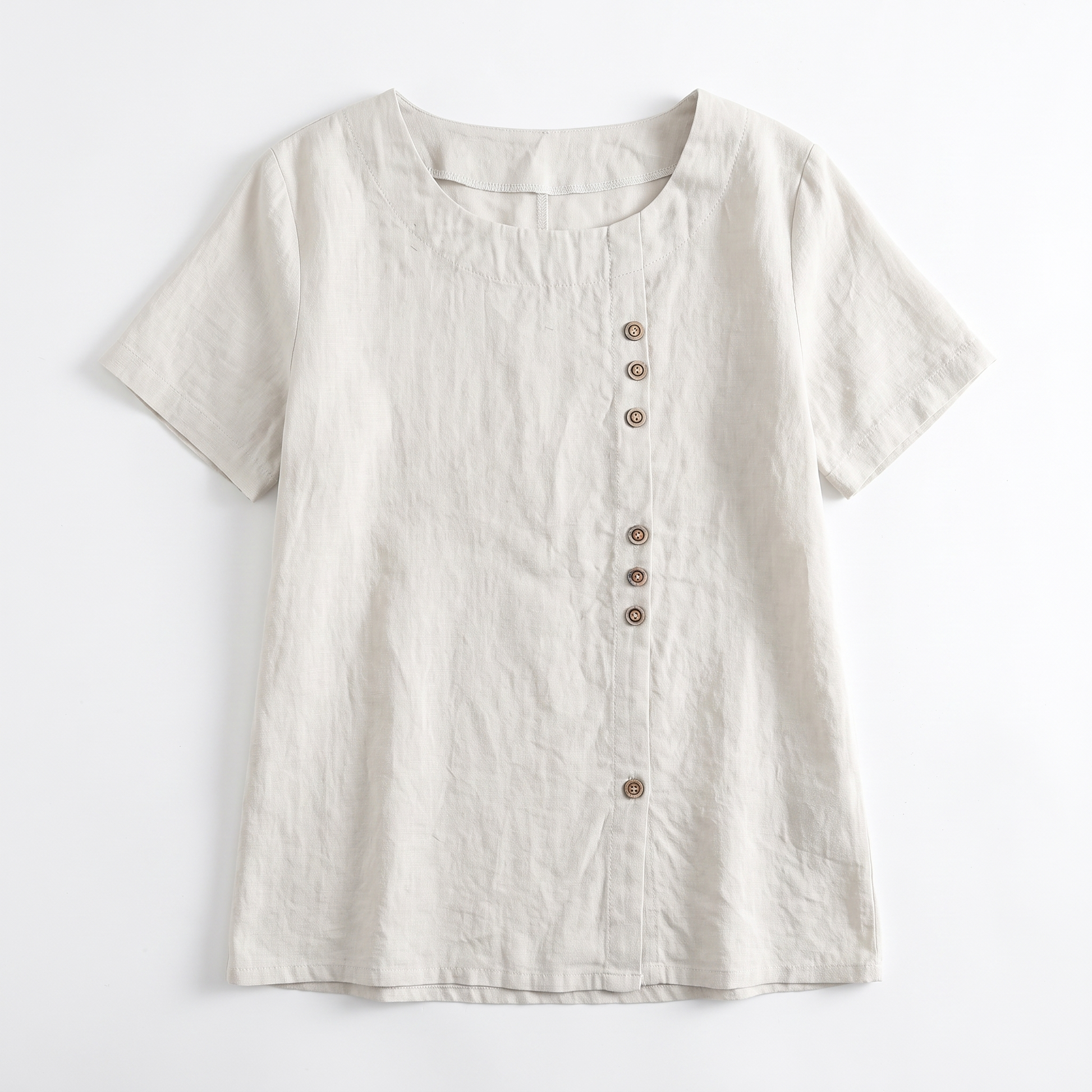 Sunoire sienna womens casual button front tunic top garment flatlay 01