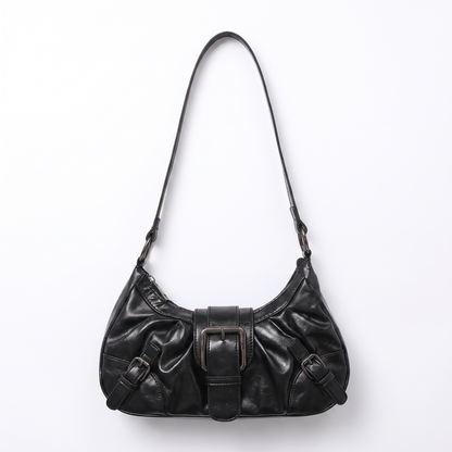 Sunoire simone black pleated hobo bag 01 front