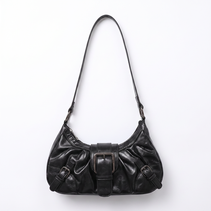 Sunoire simone black pleated hobo bag 01 front
