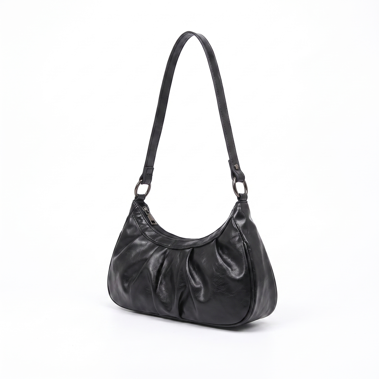Sunoire simone black pleated hobo bag 02 three quarter