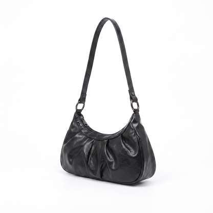 Sunoire simone black pleated hobo bag 02 three quarter