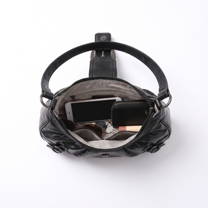 Pleated Slouchy Faux Leather Hobo Bag, interior