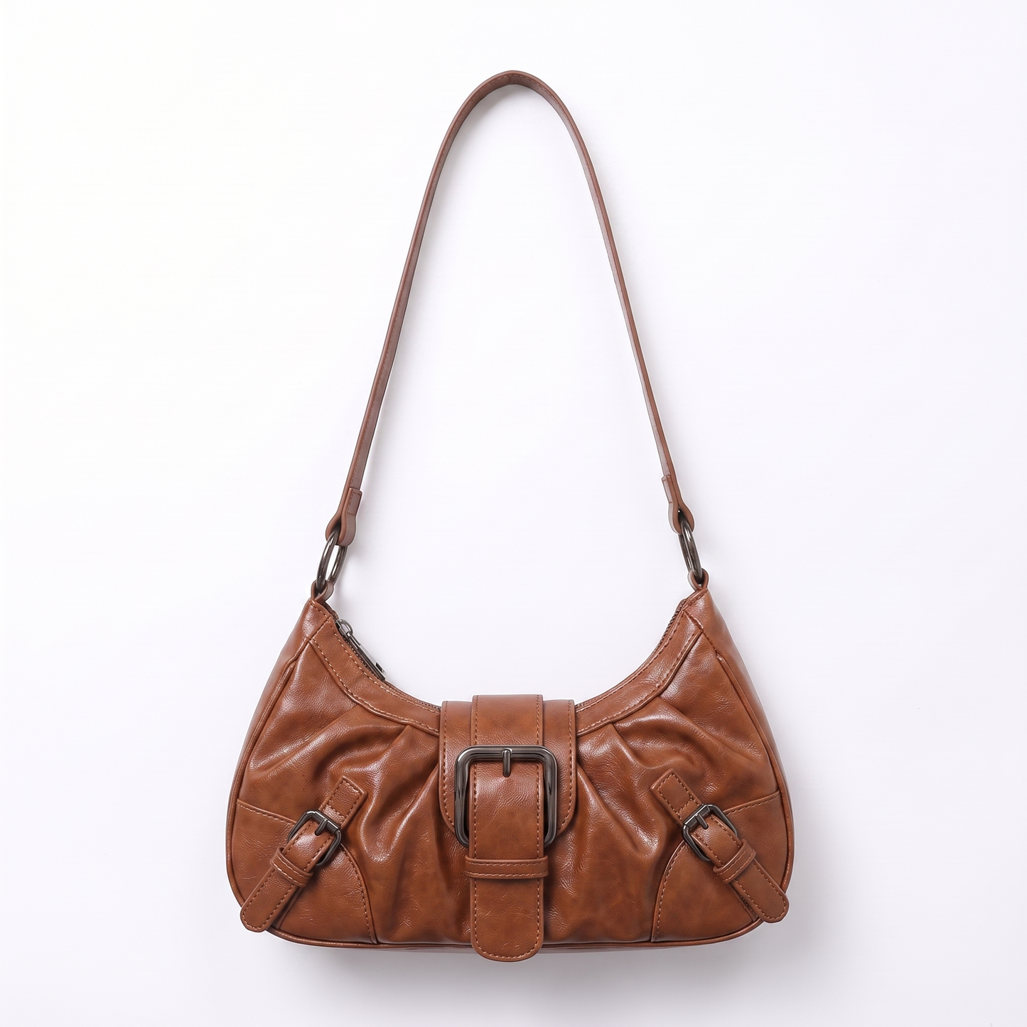 Sunoire simone black pleated hobo bag colorway brown front hero 01