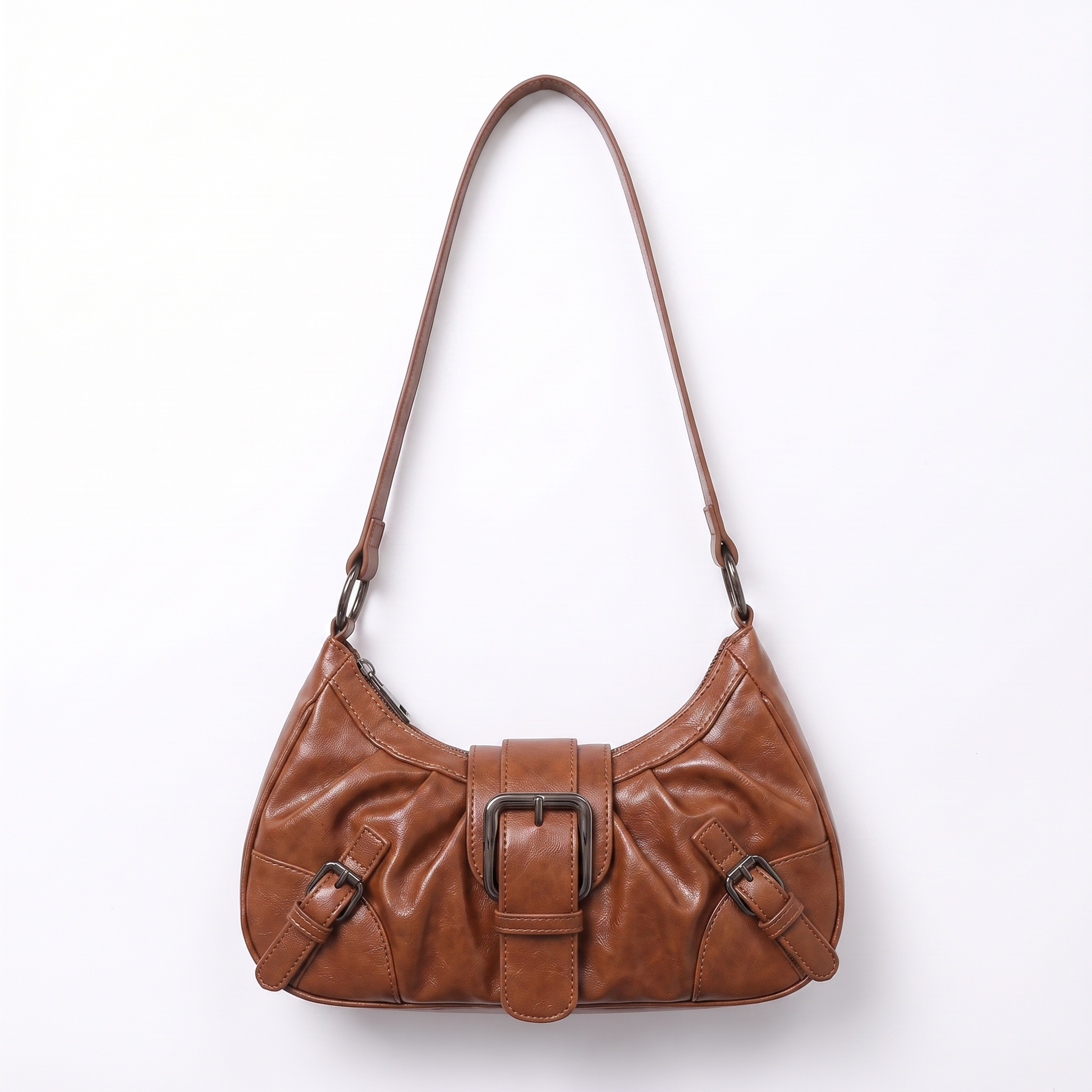 Sunoire simone black pleated hobo bag colorway brown front hero 01