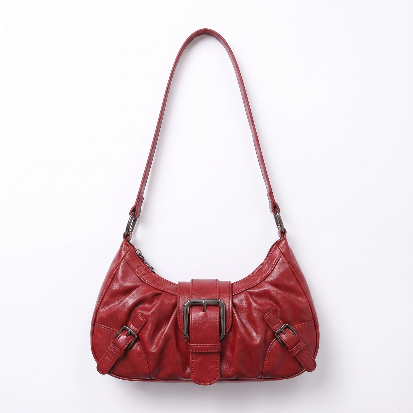 Sunoire simone black pleated hobo bag colorway red front hero 01