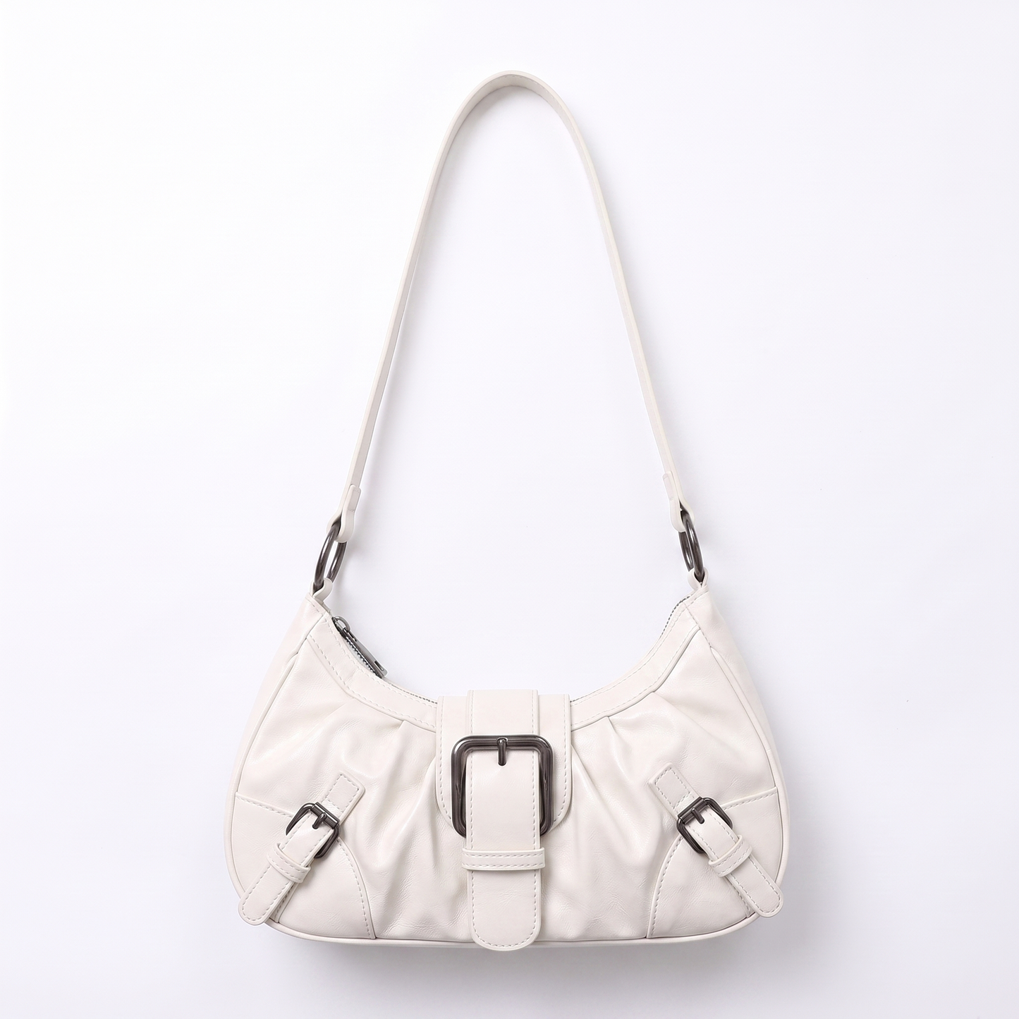 Sunoire simone black pleated hobo bag colorway white front hero 01