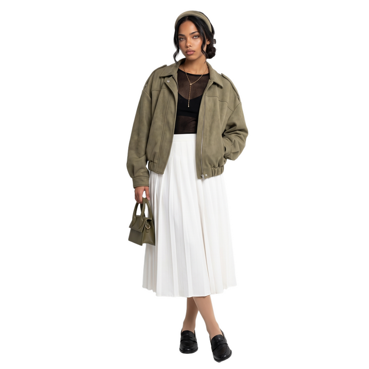 Sunoire spot cross border women s clothing wholesale european american style suede loose poncho fall zipper closure 9 colors optional front hero 01