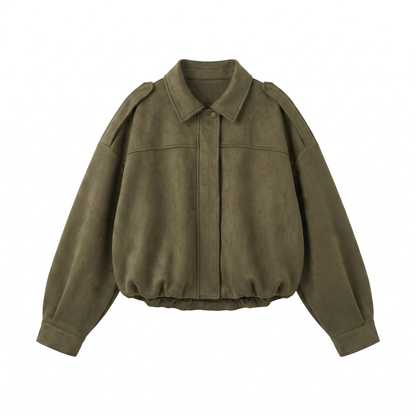 Sunoire spot cross border women s clothing wholesale european american style suede loose poncho fall zipper closure 9 colors optional garment flatlay 01