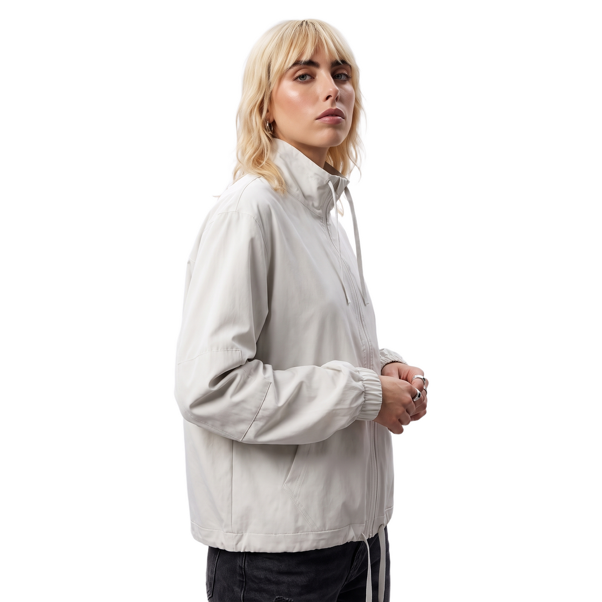 Sunoire spring new solid thin polyester sports casual stand collar jacket women loose fit versatile long sleeve fitness top top crop 3q 01