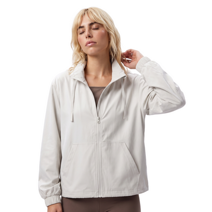 Sunoire spring new solid thin polyester sports casual stand collar jacket women loose fit versatile long sleeve fitness top top front crop 01