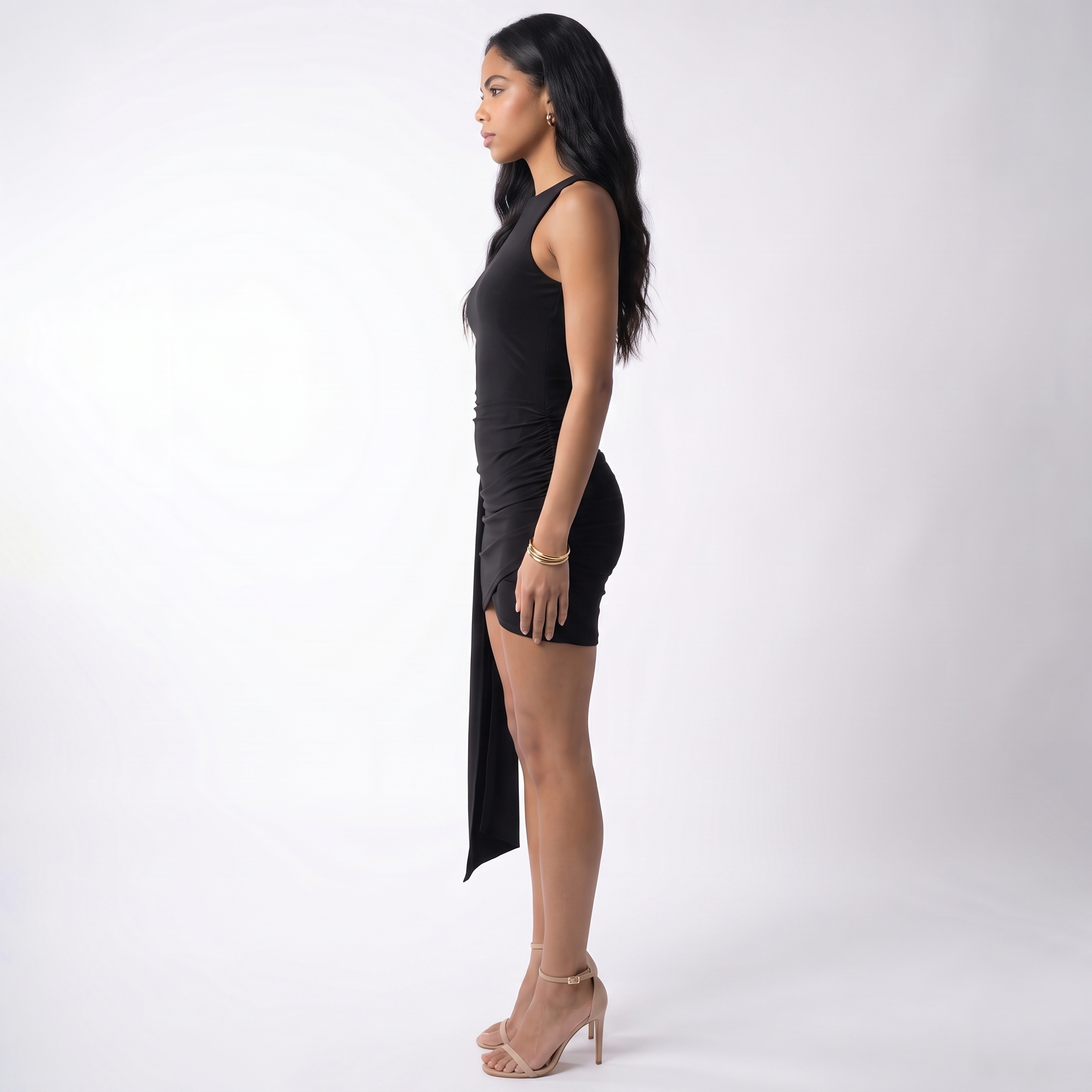 Sunoire spring sexy strap slim fit hip women clothing sleeveless elegant mini length women dresses side view 01