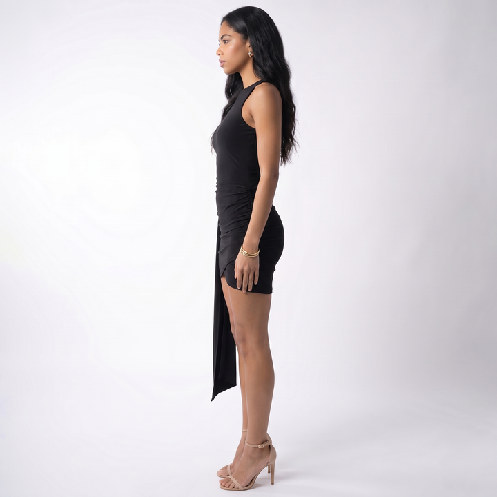 Sunoire spring sexy strap slim fit hip women clothing sleeveless elegant mini length women dresses side view 01