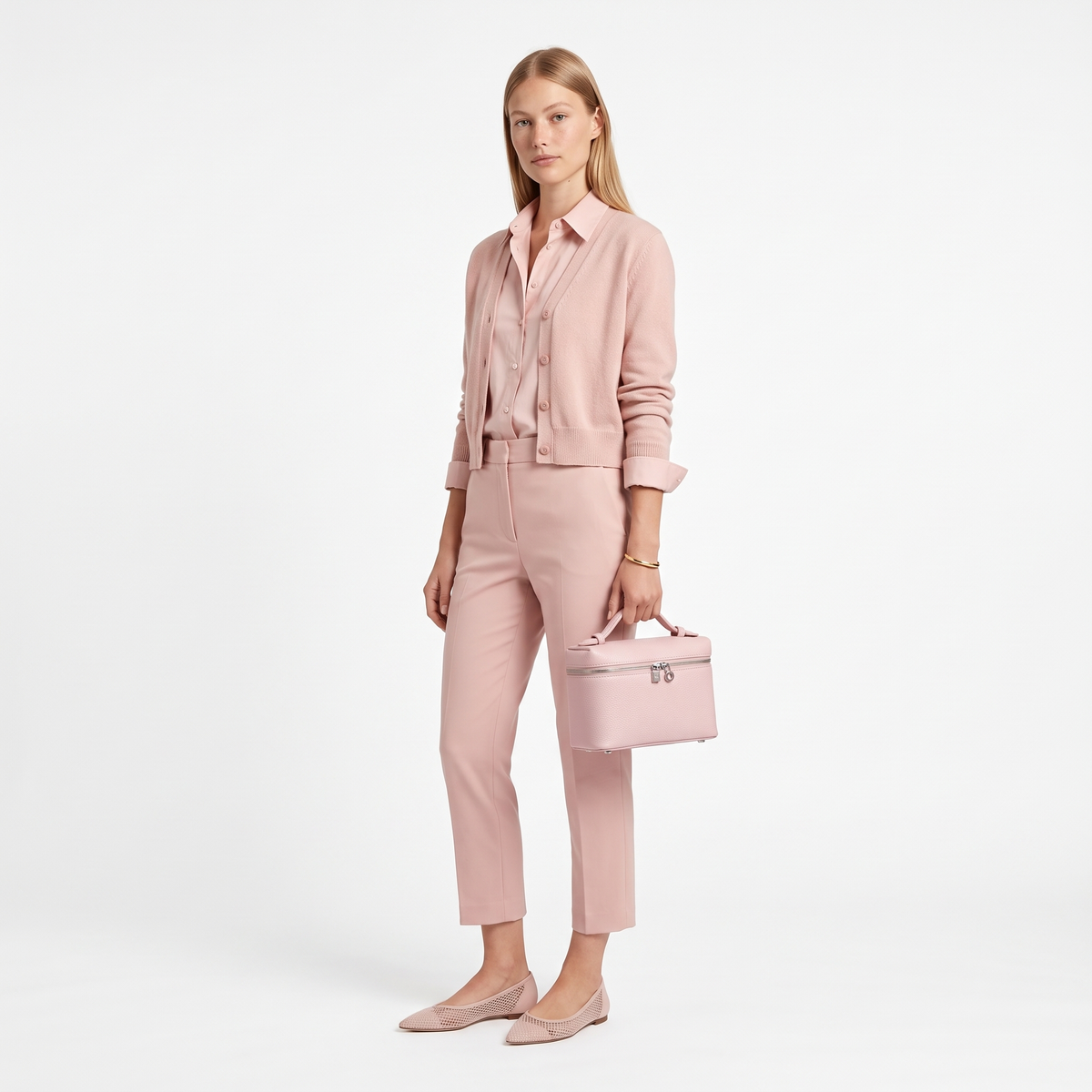 Structured Faux Leather Handbag, worn by a model