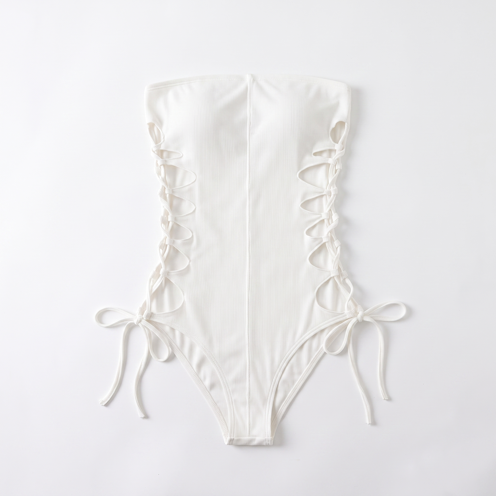 Sunoire summer casual sexy fashion sleeveless tube romper with socks bodycon hollow out 2 two piece set garment flatlay 01