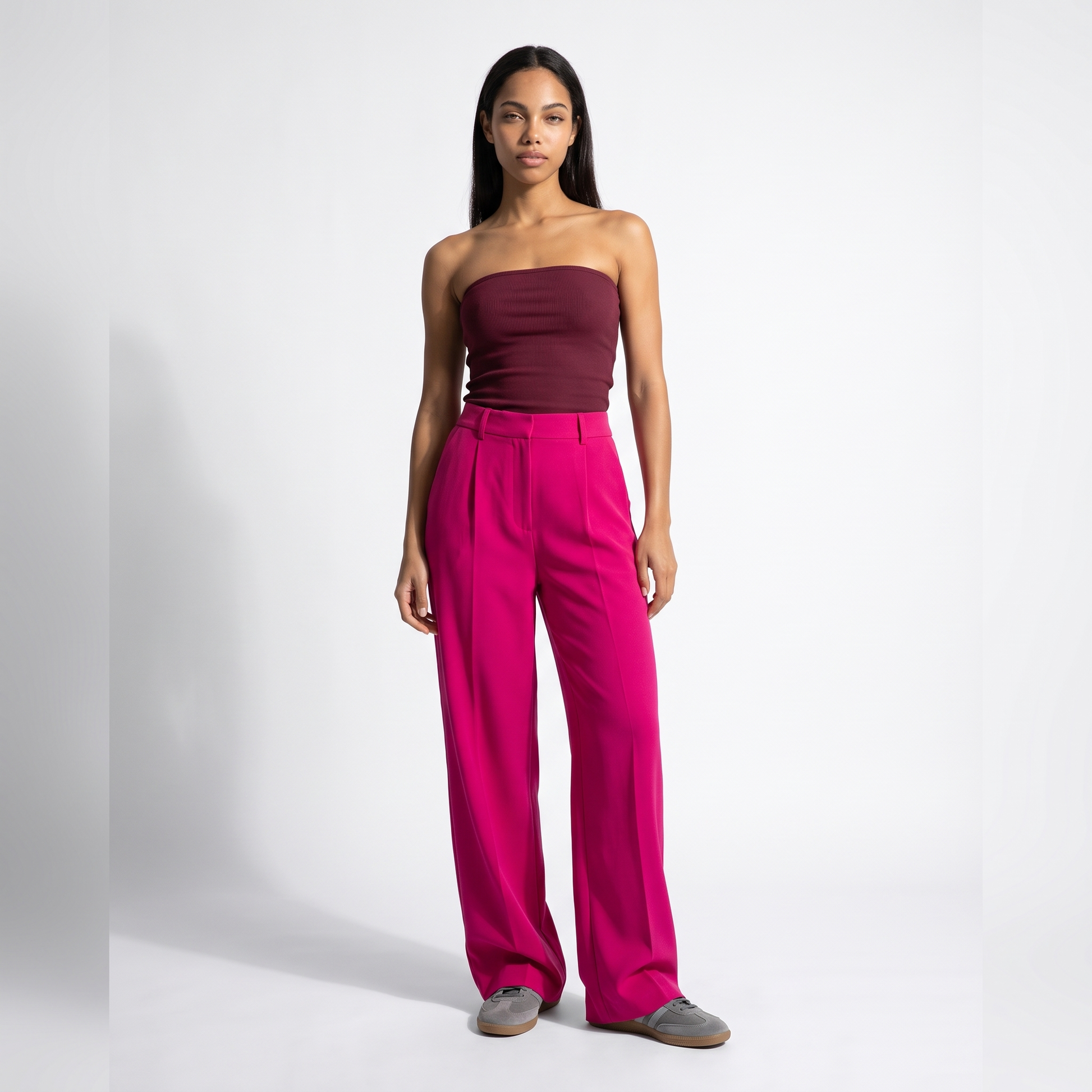 Sunoire summer elastic waist dress pants for woman new in mopping suit pant straight loose casual trousers women front hero 01