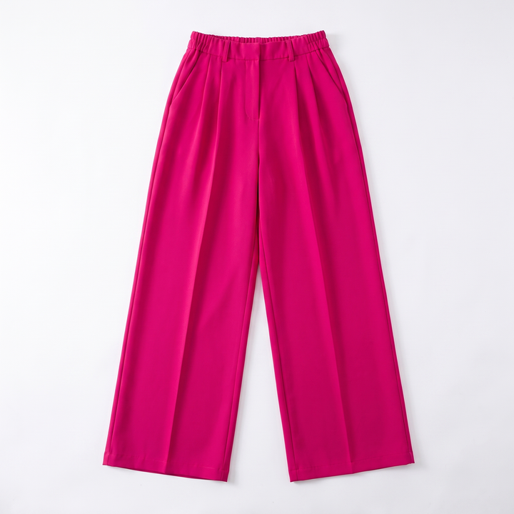 Sunoire summer elastic waist dress pants for woman new in mopping suit pant straight loose casual trousers women garment flatlay 01