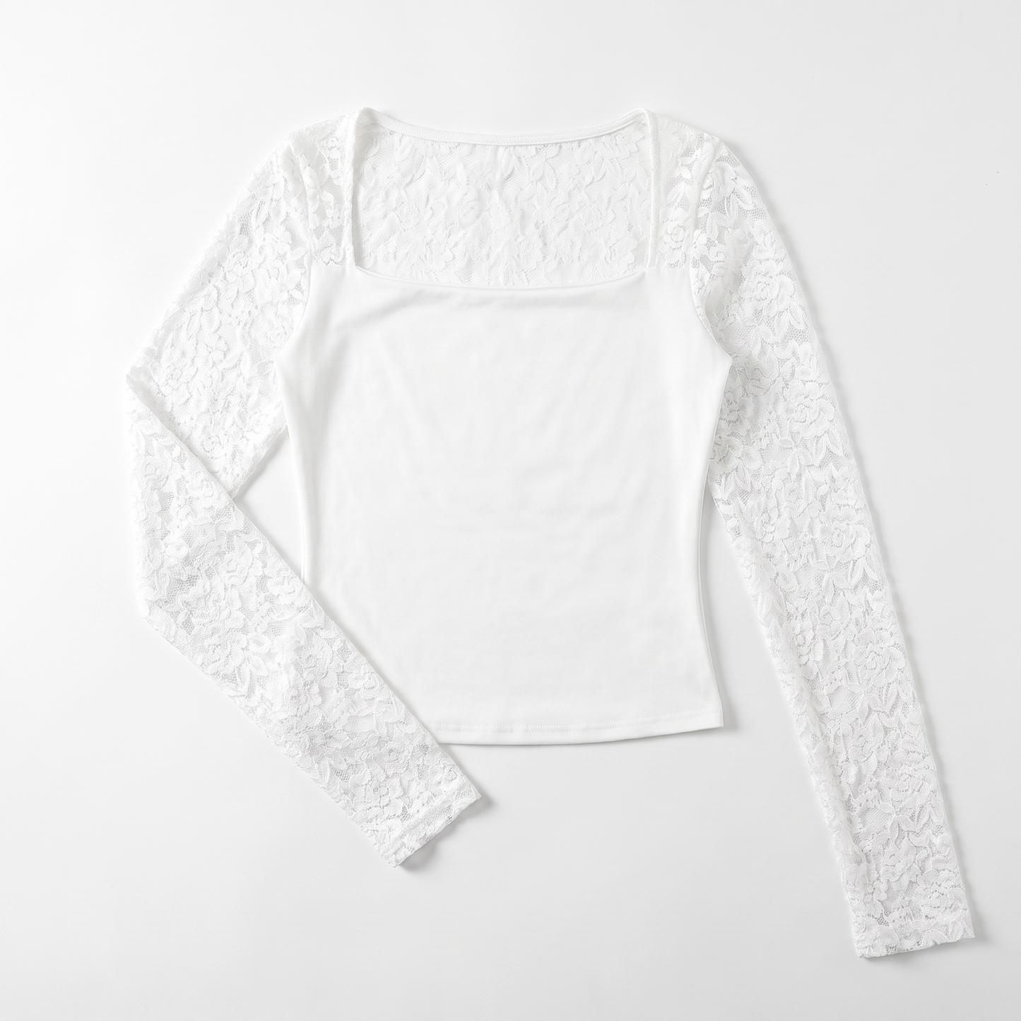 Sunoire summer sexy hot girl new women s lace t shirt slim fit slimming long sleeves top garment flatlay 01