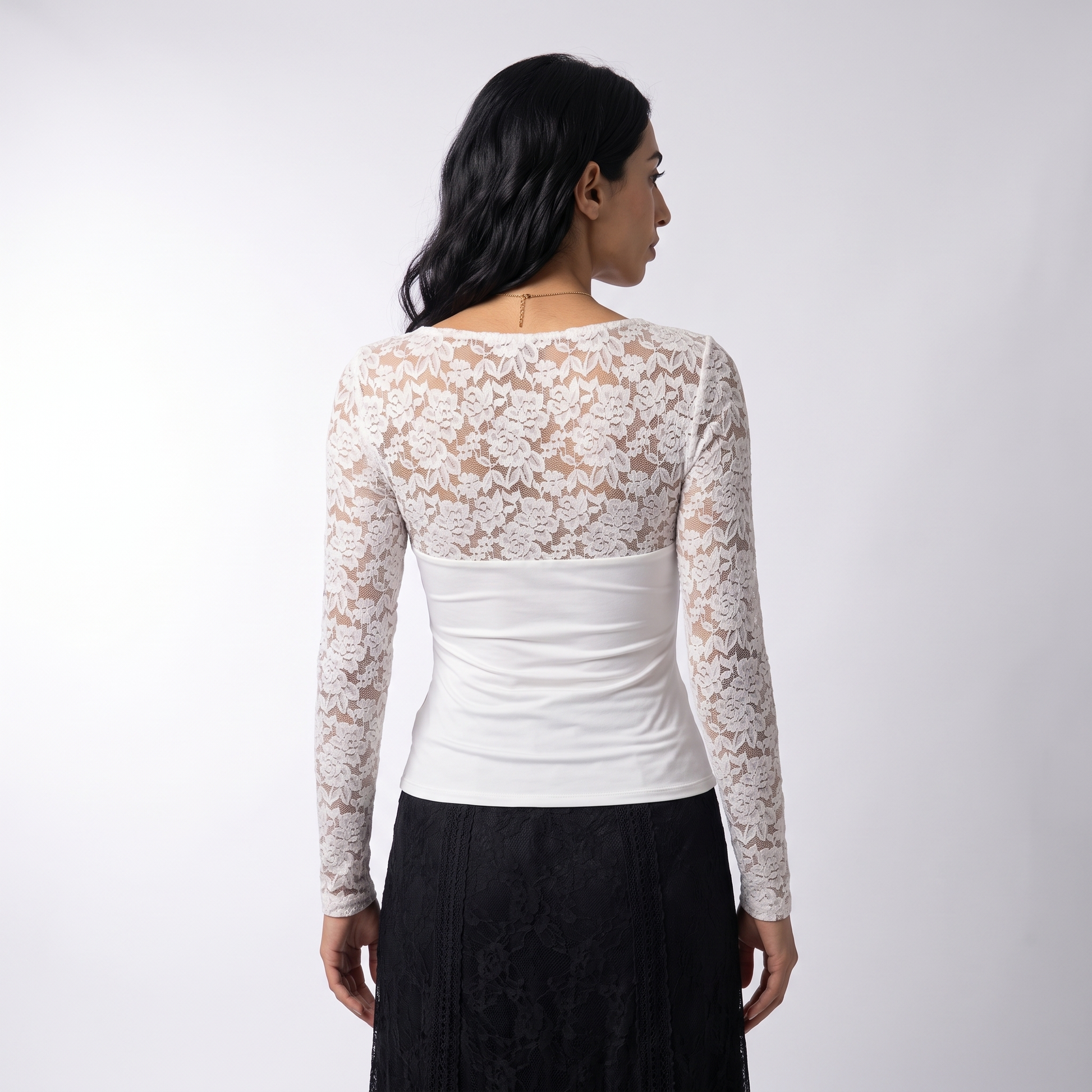 Sunoire summer sexy hot girl new women s lace t shirt slim fit slimming long sleeves top top back crop 01