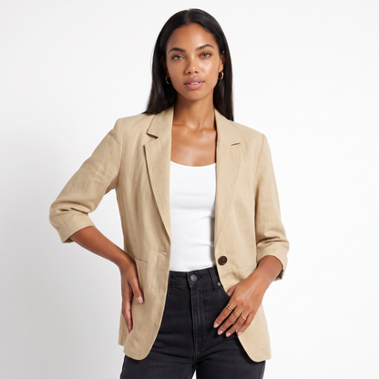Sunoire tailored everyday blazer colorway beige front crop 01