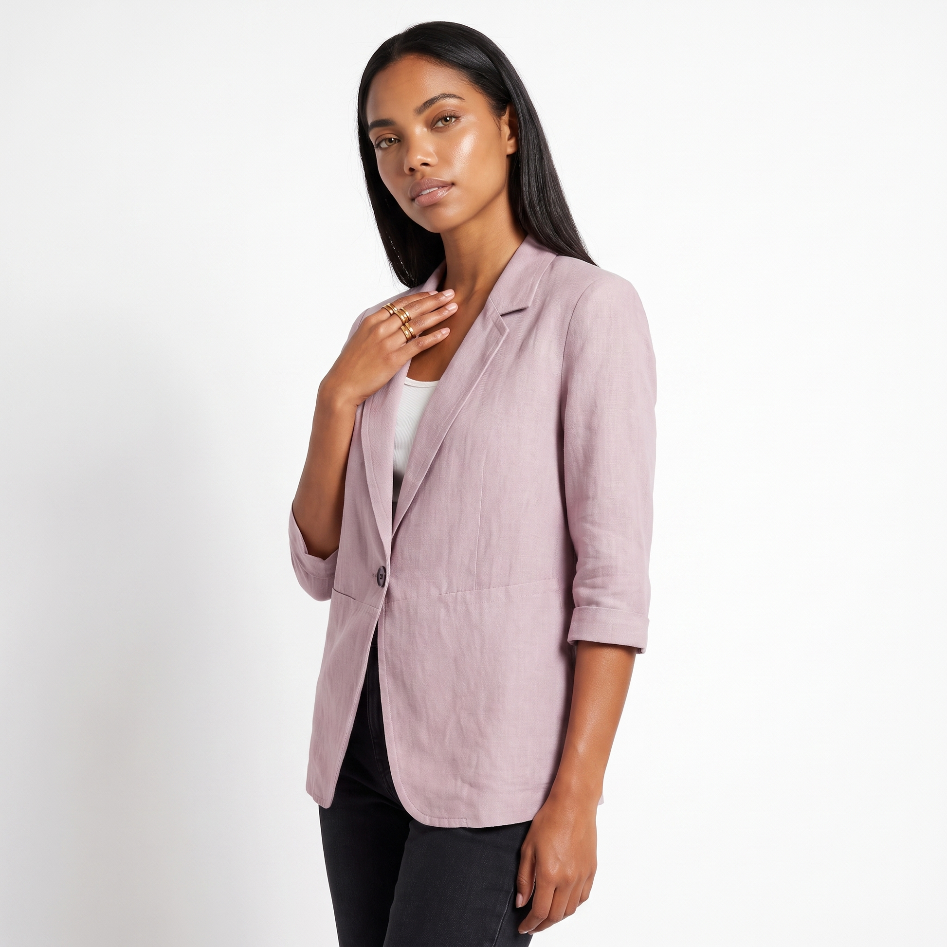 Sunoire tailored everyday blazer top crop 3q 01