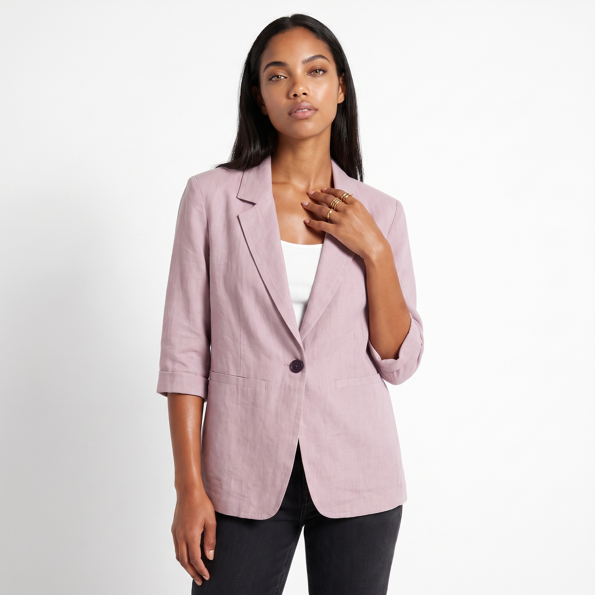 Sunoire tailored everyday blazer top front crop 01