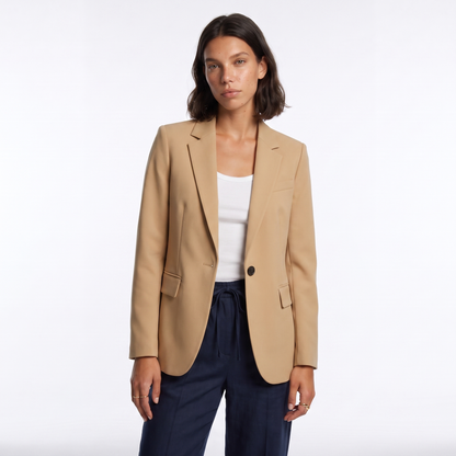 Sunoire tailored single breasted blazer colorway beige front crop 01