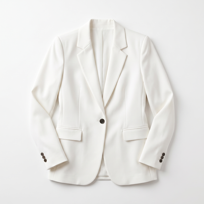 Sunoire tailored single breasted blazer garment flatlay 01