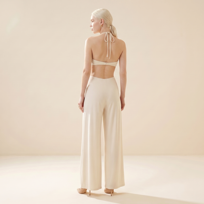 Sunoire tareth halterneck cutout jumpsuit 2 back view 01