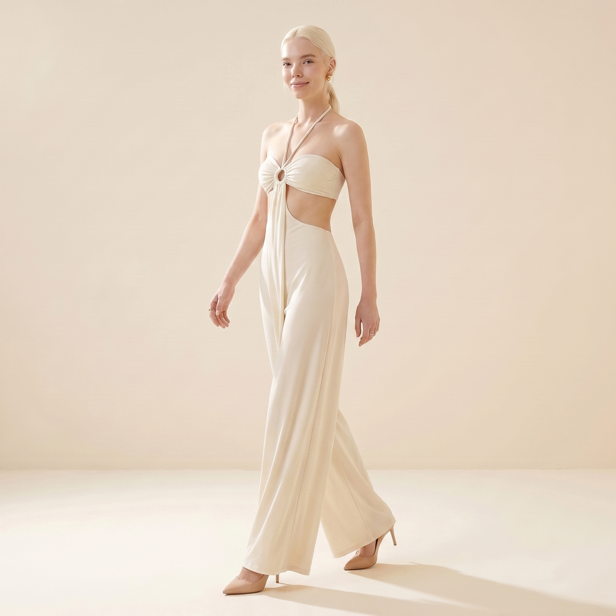Sunoire tareth halterneck cutout jumpsuit 2 three quarter 01