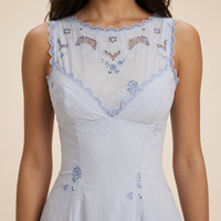 Sunoire tatiana bluebell lace cotton broderie anglais midi sundress detail 01