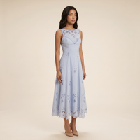 Sunoire tatiana bluebell lace cotton broderie anglais midi sundress three quarter 01