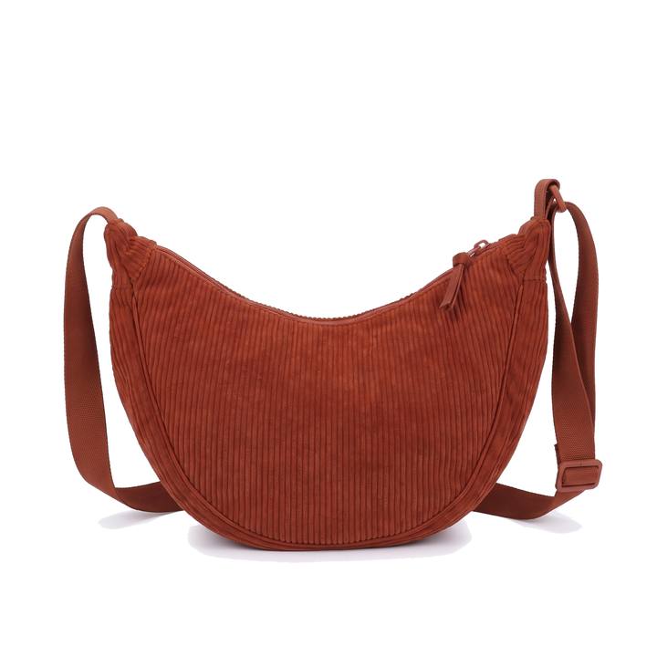Corduroy Crescent Crossbody Bag
