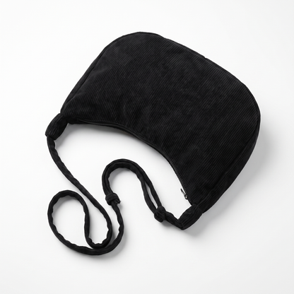 Sunoire tessa rust corduroy crescent bag colorway black front hero 01