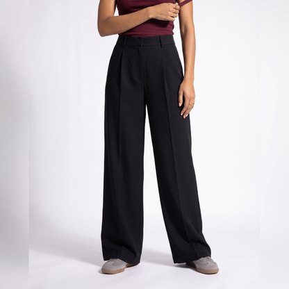 summer elastic waist dress pants for woman new in mopping suit pant straight loose casual trousers women in Black colorway image