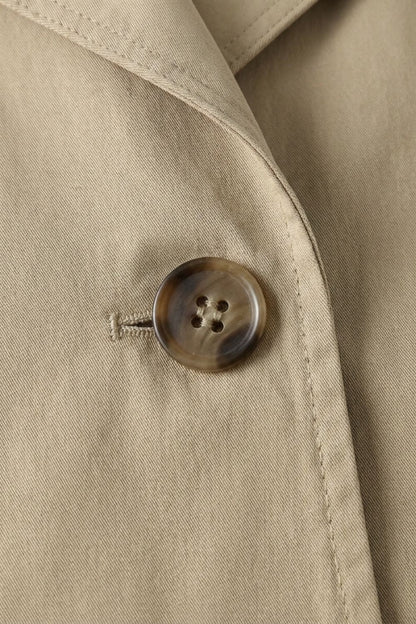 Women's Trench Coat with Notched Collar and Button Placket in Khaki, another view