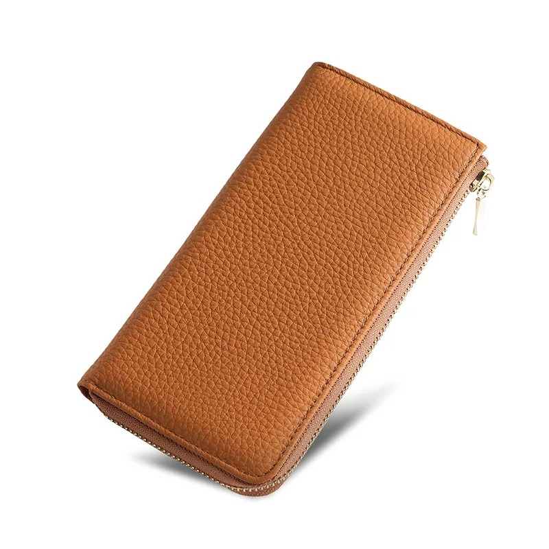 Women's Long Zip Wallet in Brown