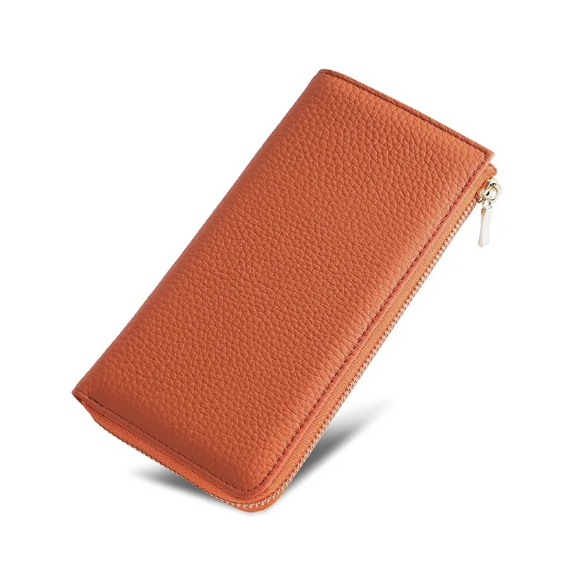 Women's Long Zip Wallet in Orange