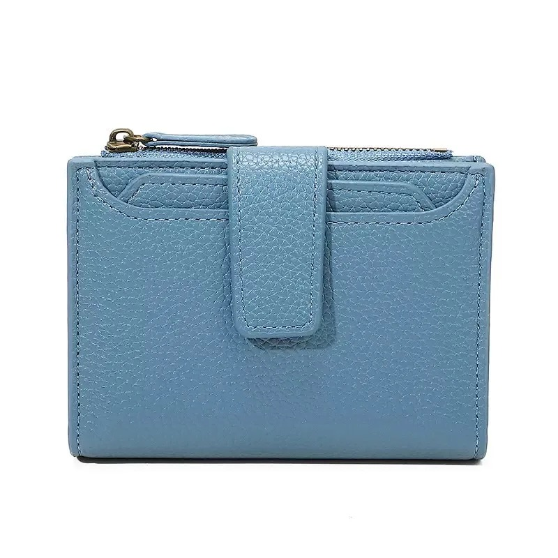 Women's Short Vegan Leather Wallet in Blue