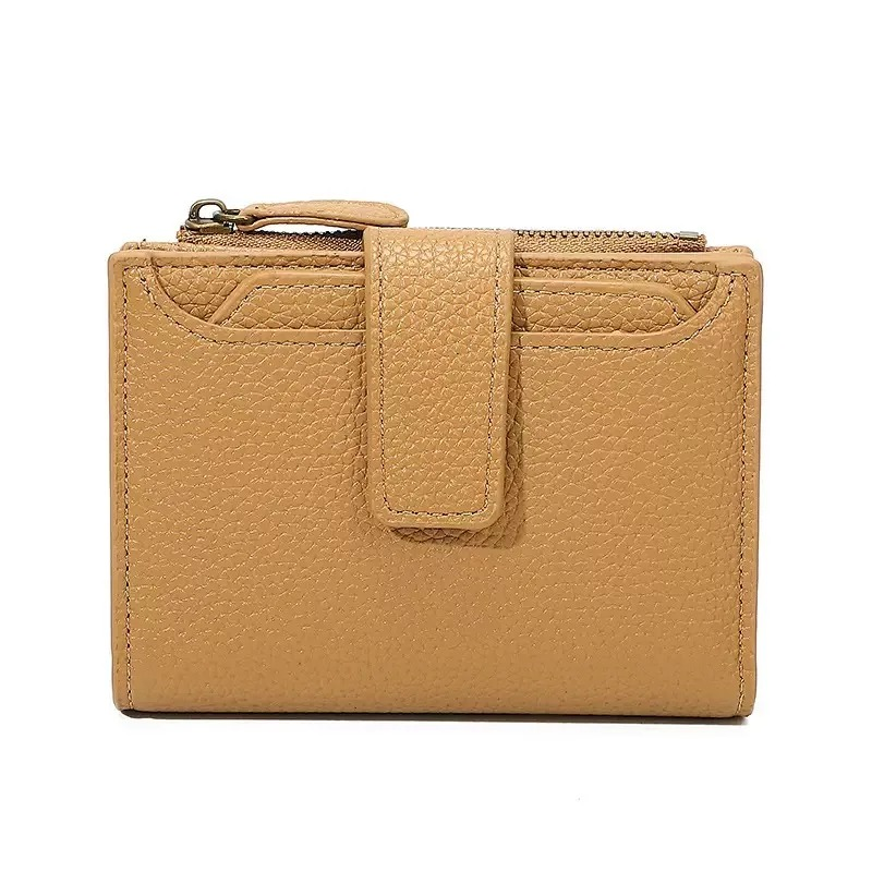 Women's Short Vegan Leather Wallet in Khaki