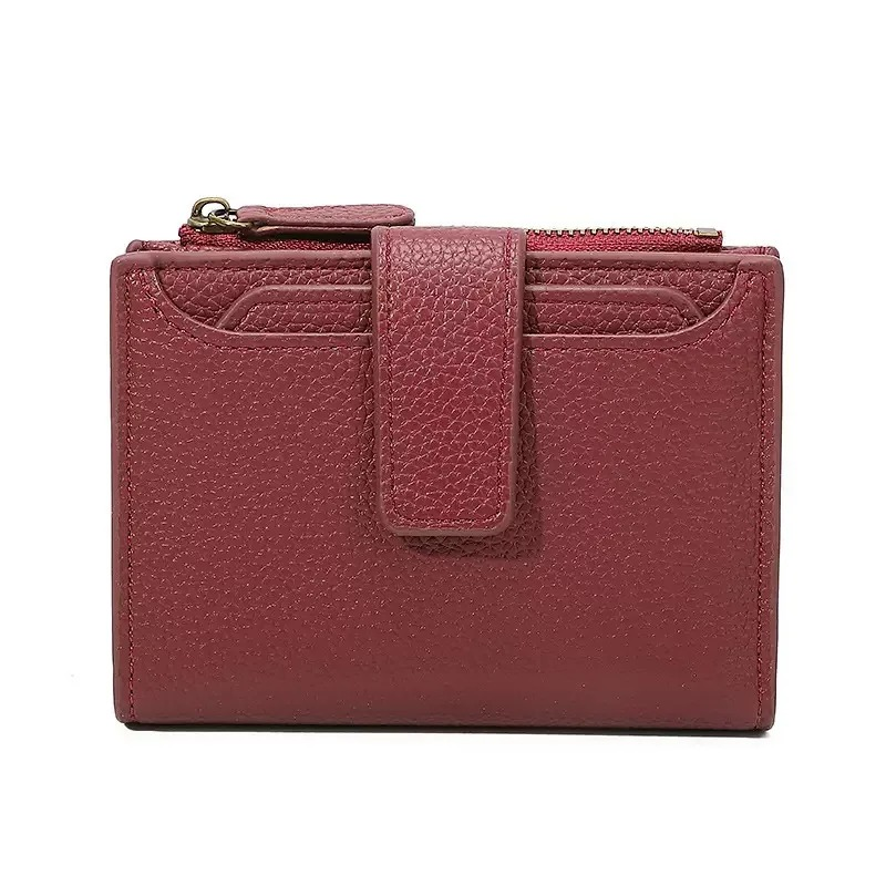 Women's Short Vegan Leather Wallet in Red