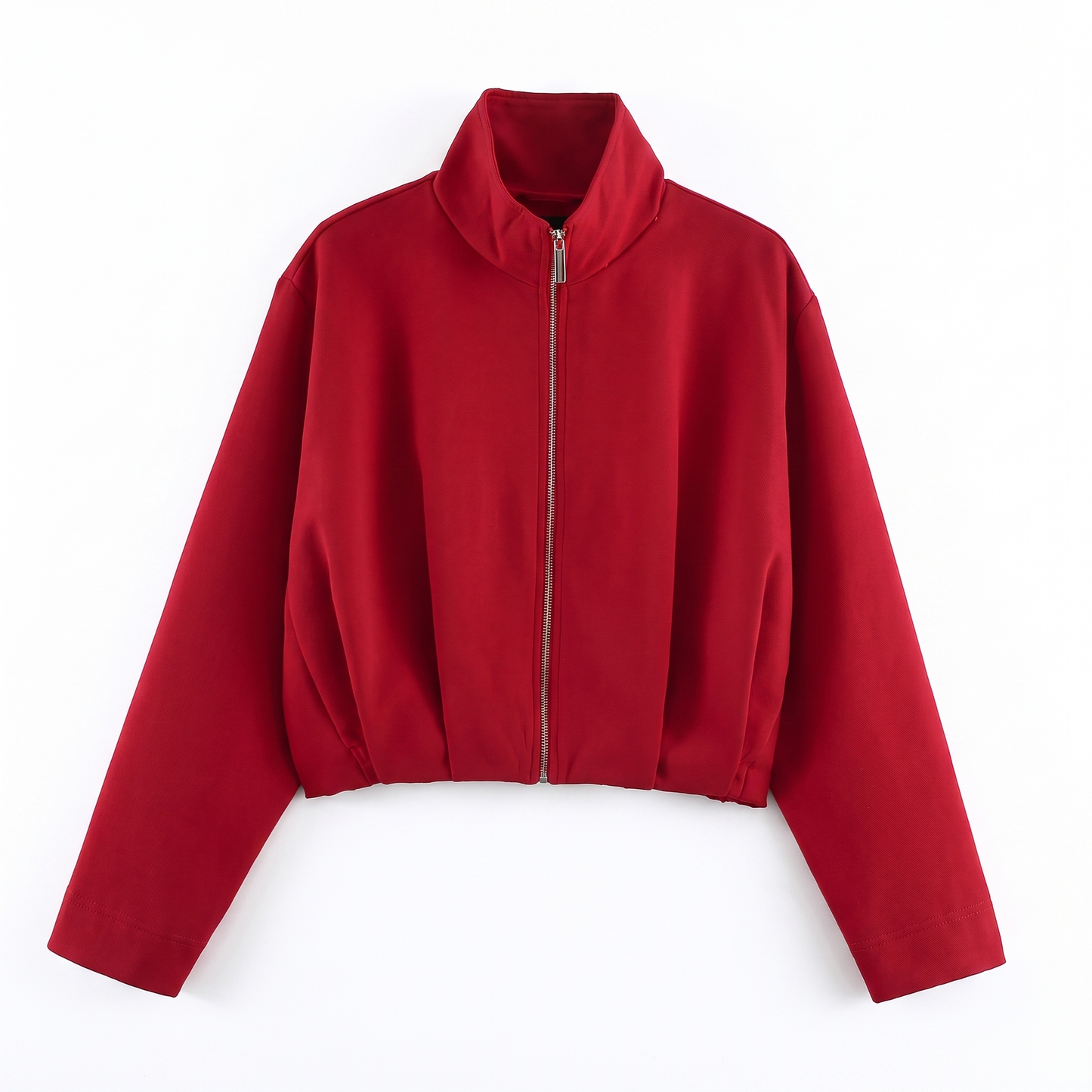 Sunoire unizera women s early autumn 2026 new long sleeve stand collar zip up bomber jacket style 12701 garment flatlay 01