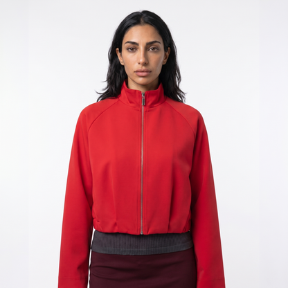 Sunoire unizera women s early autumn 2026 new long sleeve stand collar zip up bomber jacket style 12701 top front crop 01