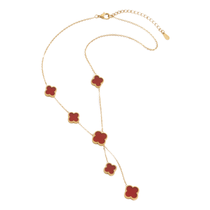 Sunoire premium 316l stainless steel four leaf clover jewelry set trendy women s gift 04 flatlay red clover