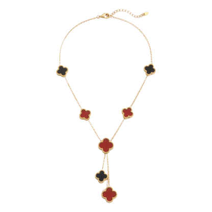 Sunoire premium 316l stainless steel four leaf clover jewelry set trendy women s gift 07 flatlay black and red clover