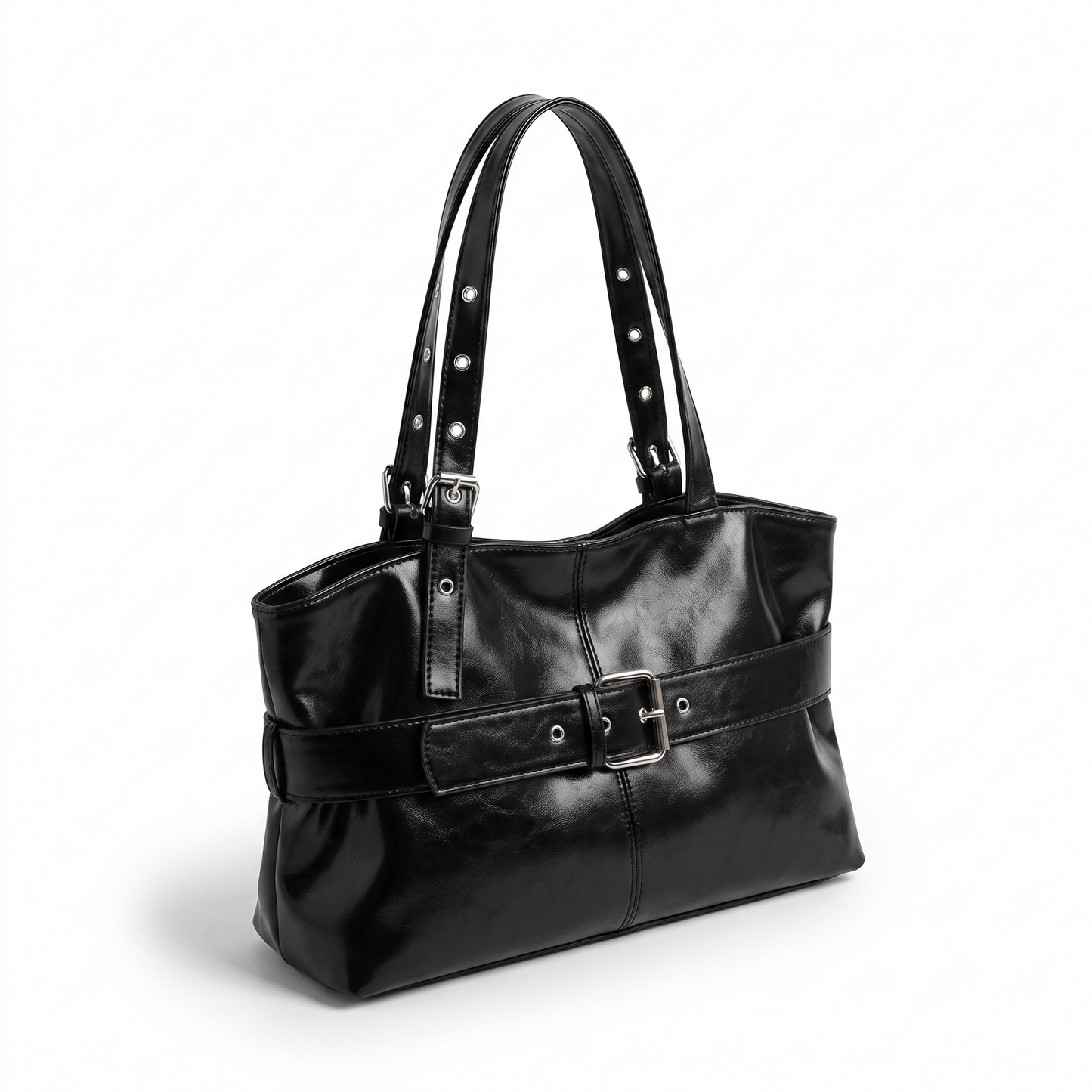 Sunoire vera black belted shoulder bag side view 01