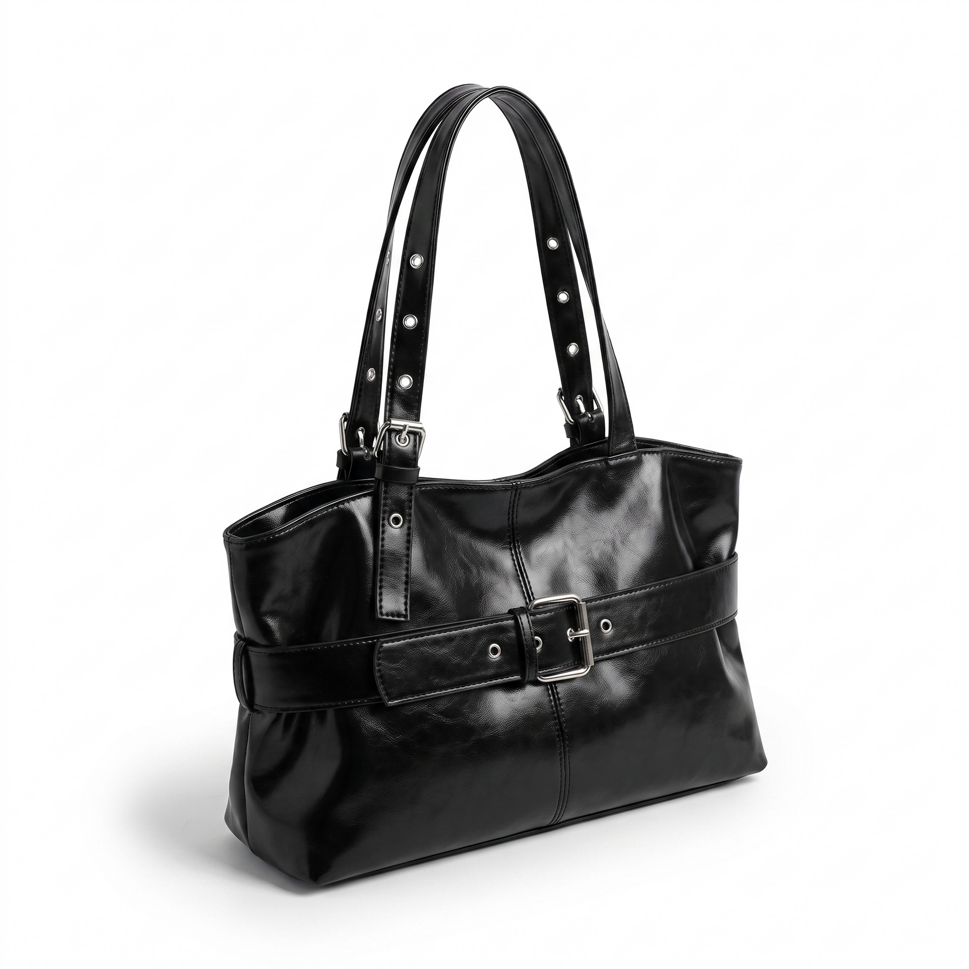 Sunoire vera black belted shoulder bag side view 01