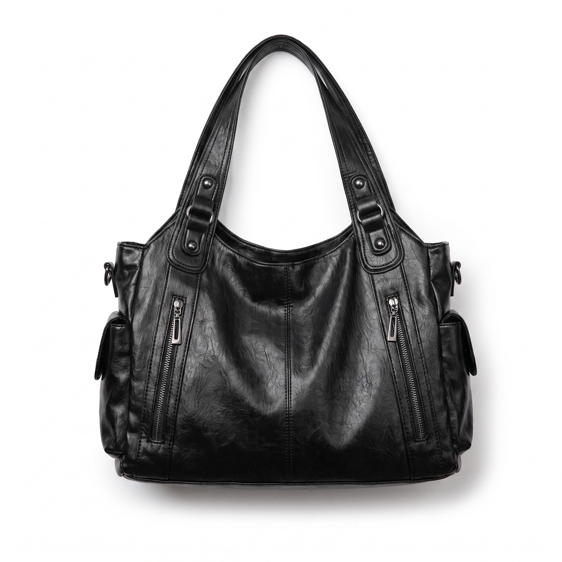 Sunoire vienne black slouchy shoulder bag 01 front