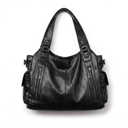 Sunoire vienne black slouchy shoulder bag 01 front